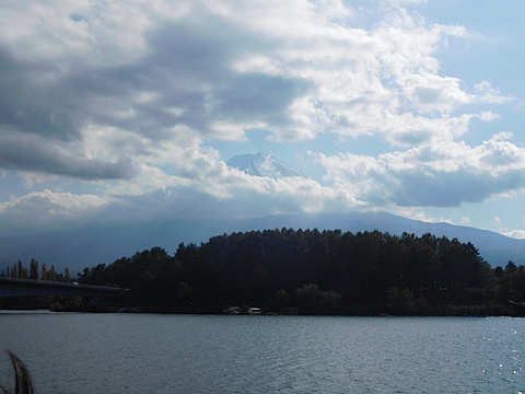 河口湖の遊覧船からの富士山